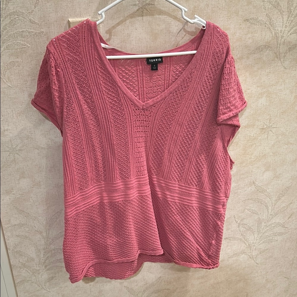Torrid Orange Pink Boxy Ribbed Blouse